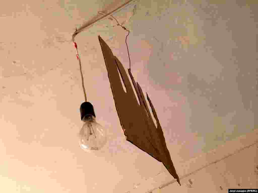 View of ceiling in a dormitorym, Billings village, Chukotka