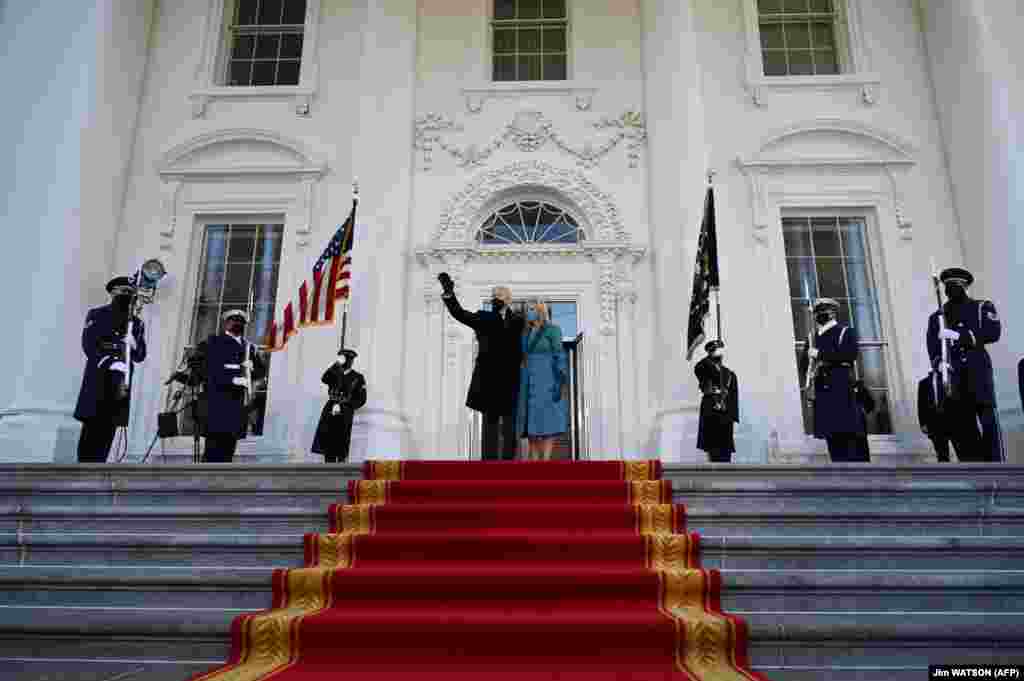 Američki predsednik Joe Biden i prva dama Jill Biden stižu u Belu kuću u Washingtonu