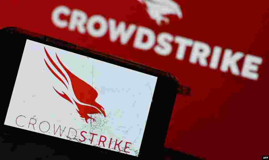 Logo-ul companiei de tehnologie de securitate cibernetică „CrowdStrike” . Specialiștii spun că, cel mai probabil, o actualizare a CrowdStrike pentru sistemele Microsoft Windows a produs blocajul informatic.