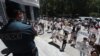Armenia -- High school graduates controversially denied admission to universities hold an unsanctioned demonstration outside the Armenian Ministry of Education, Yerevan, July 27, 2020.
