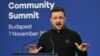 Președintele Ucrainei, Volodimir Zelenski, în timpul unei conferințe de presă de la Summitul Comunității Politice Europene de la Budapesta. 7 noiembrie 2024. 