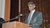 Nagorno-Karabakh - Vitaly Balasanian, a retired general and presidential candidate, delivers a speech.