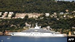 A yacht belonging to Russian billionaire Roman Abramovich moored on the French Riviera