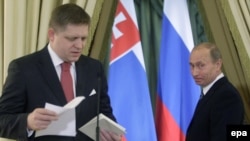 Роберт Фіцо і Володимир Путін після зустрічі в Москві 16 листопада