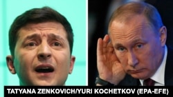 Володимир Зеленський, ліворуч, і Володимир Путін (комбіноване фото)
