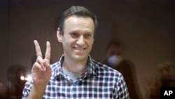 Алексей Навални по време на съдебно заседание през февруари