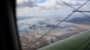 An aerial view of the flooded Kurgan region on April 11