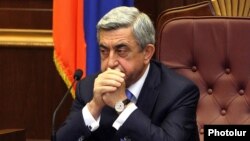 Armenia - President Serzh Sarkisian attends a parliament session in Yerevan, May 31, 2012.