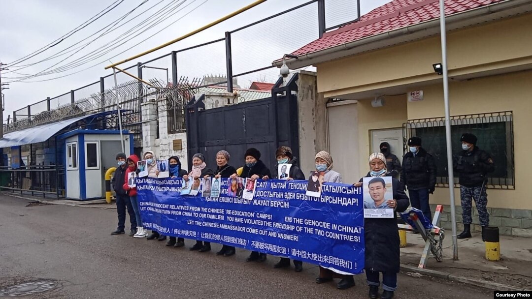 The protest near the Chinese Consulate in Almaty