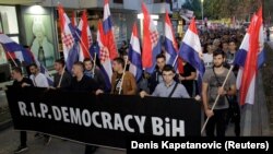 Protest u Mostaru protiv izbora Željka Komšića za hrvatskog člana Predsjedništva BiH