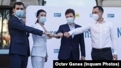 Colaborarea USR PLUS cu primarul Nicușor Dan este una dificilă, iar PNL vrea un nou acord cu organizația condusă de Vlad Voiculescu. Imagine generică cu Vlad Voiculescu (dreapta), Nicușor Dan, Violeta Alexandru (PNL) și Claudiu Năsui (dreapta). 