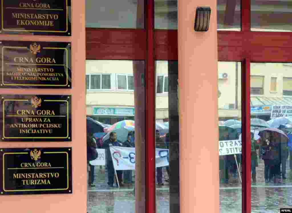 Protesti radnika Duvanskog kombinata Podgorica. Foto:Savo Prelević