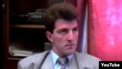 Artur Denisultanov, also known as Artur Kurmakayev, is shown in a screen grab taken from the Russian TV show 600 Seconds in early 1990s.