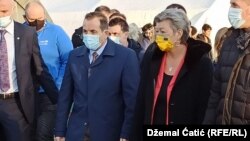 Komesarka YIva Johannson u posjeti migrantskom kampu "Lipa", na sjeverozapadu BiH, 18. februara 2021. 
