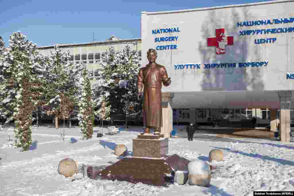 Бишкектеги Улуттук хирургия борборунун алдында медицина илимдеринин доктору, профессор Мамбет Мамакеевдин айкели турат. Ал 2017-жылы Мамакеевдин 90 жылдык мааракесинде ачылган. 