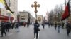 Russian nationalists take part in the so-called "Russian March" in Moscow on November 4, 2015.