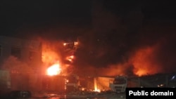 Makhachkala gas station on fire after September 27 blast.