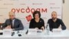 Генеральный директор РУСДРАМа Ираклий Хинтба, министр культуры Эльвира Арсалия, координатор проекта Дэниел Яковиди
