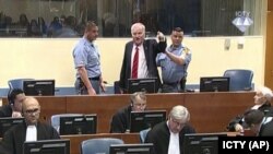 Ратко Младич сот залында ачууланып кыйкырууда. 22-ноябрь, 2017-жыл. 