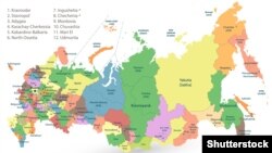 Мапа рэгіёнаў Расейскай Фэдэрацыі