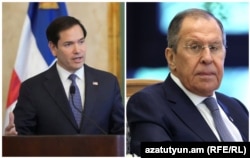 Secretarul de stat american Marco Rubio, alături de ministrul de Externe rus, Serghei Lavrov.