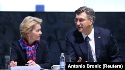 Predsjednica Europske komisije Ursula von der Leyen sa hrvatskim premijerom Andrejem Plenkovićem u Zagrebu