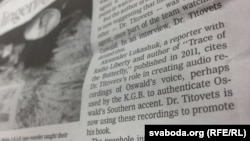 "Трывалыя сьляды Освальда", артыкул у International Herald Tribune ад 5 лістапада 2012 году