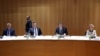 Hašim Tači (levo) i Aleksandar Vučić (drugi s desna). Između njih dvojice je premijer Hrvatske Andrej Plenković. Desno Ursula van der Lajen (von der Leyen), predsednica Evropske komisije. Sa samita o Zapadnom Balkanu u Briselu, 16. februara 2020.