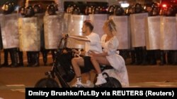 Вечер в Минске после закрытия избирательных участков