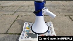 Detalj sa protesta novinara u Beogradu, mart 2021. godine, ilustrativna fotografija
