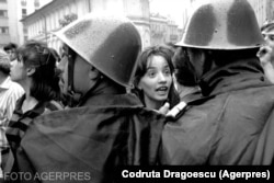 Imagine de la mineriada din iunie 1990.