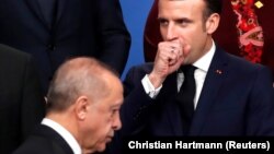 Еманюел Макрон и Реджеп Ердоган през декември 2019 г.