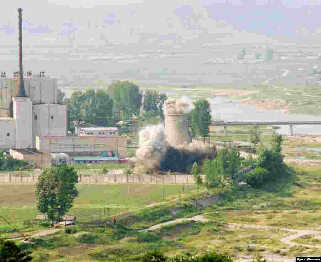 Despite negotiating several acts of apparent “good faith,” like this demolition of a cooling tower at a plutonium-producing reactor in 2008, the international community seemed unable to stop North Korea’s development of nuclear weapons and the ballistic missiles needed to carry them.