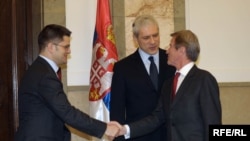 Bernar Kušner, Boris Tadić i Vuk Jeremić, Foto: Vesna Anđić