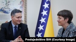 Član Predsjedništva BiH Denis Bećirović i njemačka ministarka za evropu i klimu Anna Lührmann, Sarajevo, 3. april 2025. 