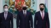 Председателят на парламента Никола Минчев, президентът Румен Радев и премиера Кирил Петков в началото на Консултативния съвет за национална сигурност