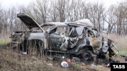 Автомобіль СММ ОБСЄ, що підірвався на Луганщині 23 квітня