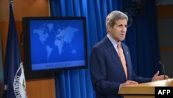 U.S. -- US Secretary of State John Kerry speaks during a briefing on the "2014 Country Reports on Human Rights Practices" at the State Department in Washington, June 25, 2015