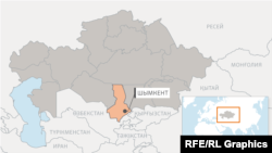 Город Шымкент на карте Казахстана.