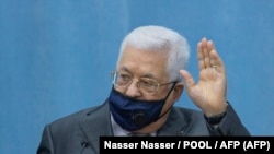 Palestinski predsednik Mahmud Abas na sastanku palestinskog vođstva u Ramali, 7. maj 2020. 