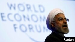 Iranian President Hassan Rohani speaks during a session at the annual meeting of the World Economic Forum (WEF) in Davos on January 23.