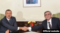 Armenian President Serzh Sarkisian (right) and his Azerbaijani counterpart Ilham Aliyev