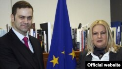 Šefovi delegacija Srbije i Kosova na pregovorima, Borko Srefanović i Edita Tahiri, Brisel, mart 2011 