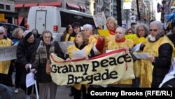 Grandmothers Against the War protest in New York on April 3.