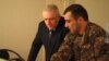 Armenian Defense Minister Vagharshak Harutiunian (left) and Karabakh army commander Mikael Arzumanian, December 3, 2020.