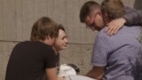 UKRAINE - POLTAVA - GRIEVING RELATIVES GATHERED OUTSIDE A MORGUE
