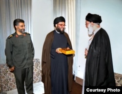 دیدار نصرالله با خامنه‌ای در حضور قاسم سلیمانی