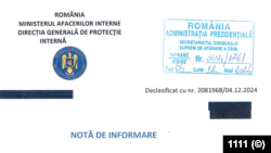 Romania, declassified doc Interior Ministry