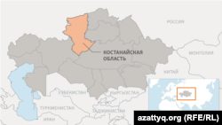 Казакстандын Орусия менен чектешкен Костанай облусунун картасы. 
