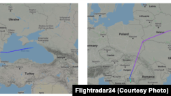 Na fotografijama leta od 26. jula 2019. koje je na upit RSE dostavio specijalizovani sajt Flightradar24 za koji su naveli da odgovara traženim parametrima, odnosno podacima o civilnom avionu iz Ruske Federacije kojim su u Srbiju dopremljena oklopna vozila, vidi se da je avion iz Rusije u smeru ka Srbiji (levo) prelazio preko Crnog mora i vazdušnog prostora Bugarske, dok je u povratku (desno) koristio vazdušni prostor Mađarske, Slovačke, Poljske i Belorusije.